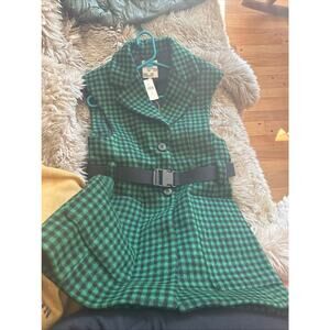 Baum und Pferdgarten green checkered blazer vest made in Denmark Sz 2